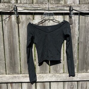 Brandy Melville Black Off-Shoulder Long Sleeve Top
